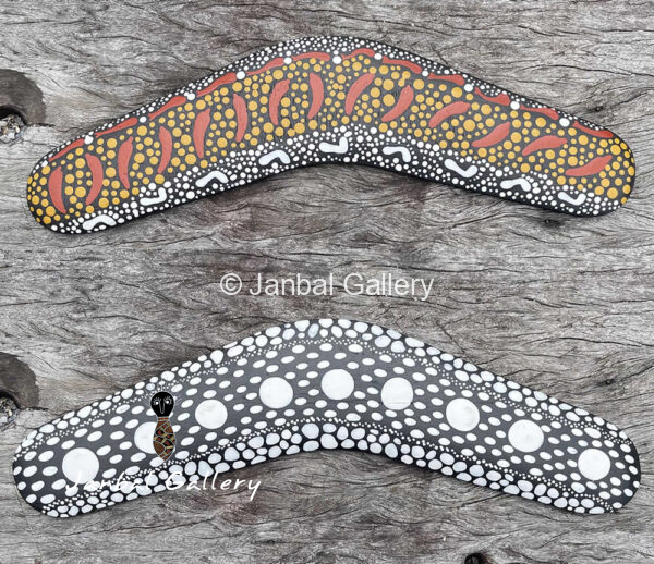 Binna Swindley painted boomerangs